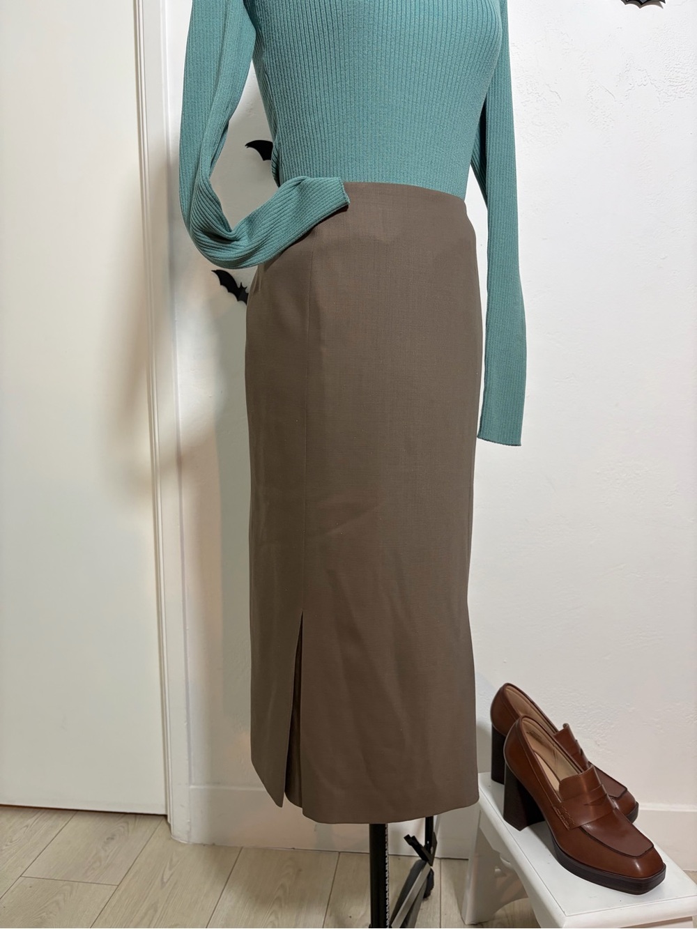 Talbots Brown Wool Blend Long Skirt Size 4